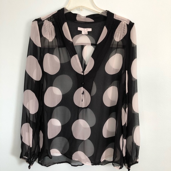 I.C.E Tops - I.C.E sheer Polka Dot Blouse Size L
